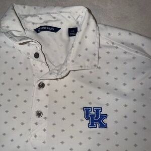 Cutter & Buck University Of Kentucky Wildcats White Tile Print Golf Polo Men's L